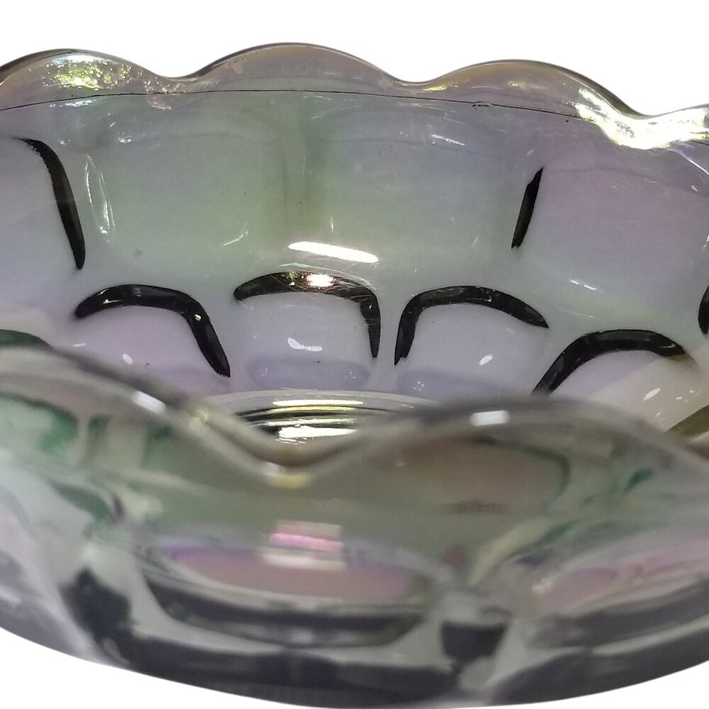 Carnival Glass Fruit Dessert Bowl Yorktown Green (Avocado) by Federal Glass - Picture 4 of 10